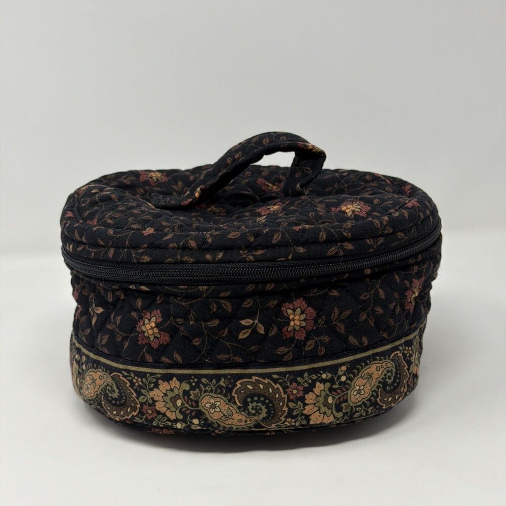 Vera Bradley Oval Cosmetic Case Black Walnut 1999 Vintage Retired Travel